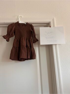 Ivy City Co Leena Brown Tiered Smocked Casual Dress with bottoms